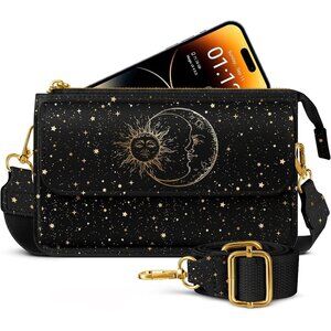 Leather Crossbody Bag Women Small Phone Purse Wallet with Adjustable Strap